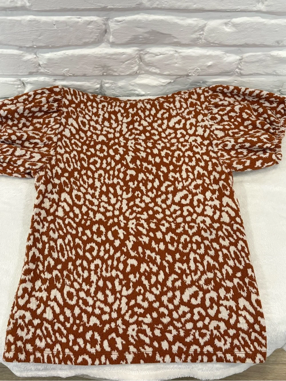 Free People Leopard Print Knit Blouse Top – Size Large